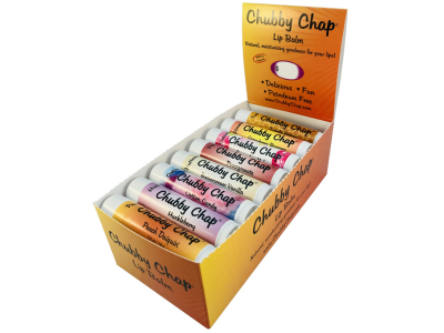A box of chubby chap candy bars